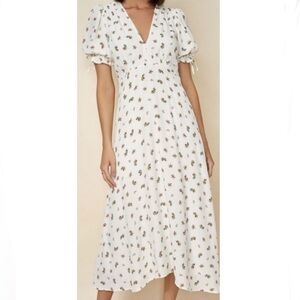 Faithfull The Brand Mejia Carrie Floral Yellow Midi Dress